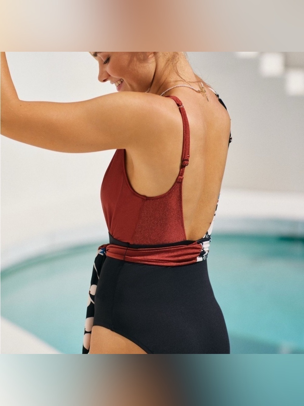 Anthropologie Sanctuary MULTI Moody Blooms Tie Front One-Piece swimsuit Sz l - Picture 3 of 9